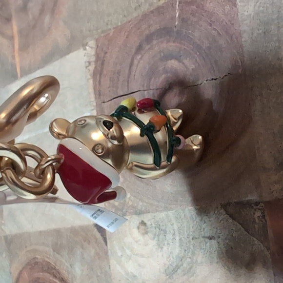 Coach 3D Christmas Lights Sparkle Eye Bear Bag Charm Split Key Ring & Clip Nwt - Picture 3 of 6